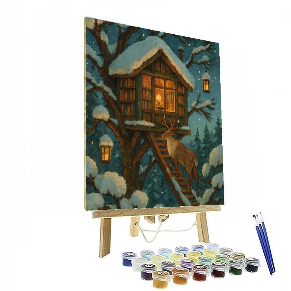Reindeer Forest Library Treehouse paint by color
