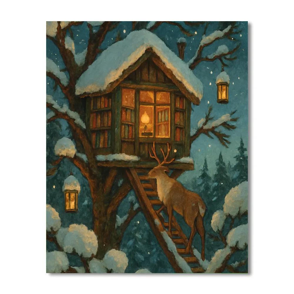 Reindeer Forest Library Treehouse paint by color