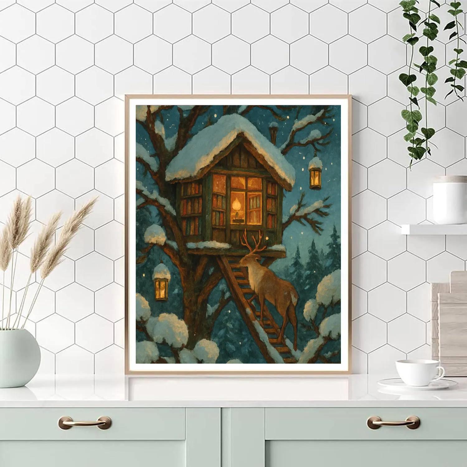 Reindeer Forest Library Treehouse paint by color