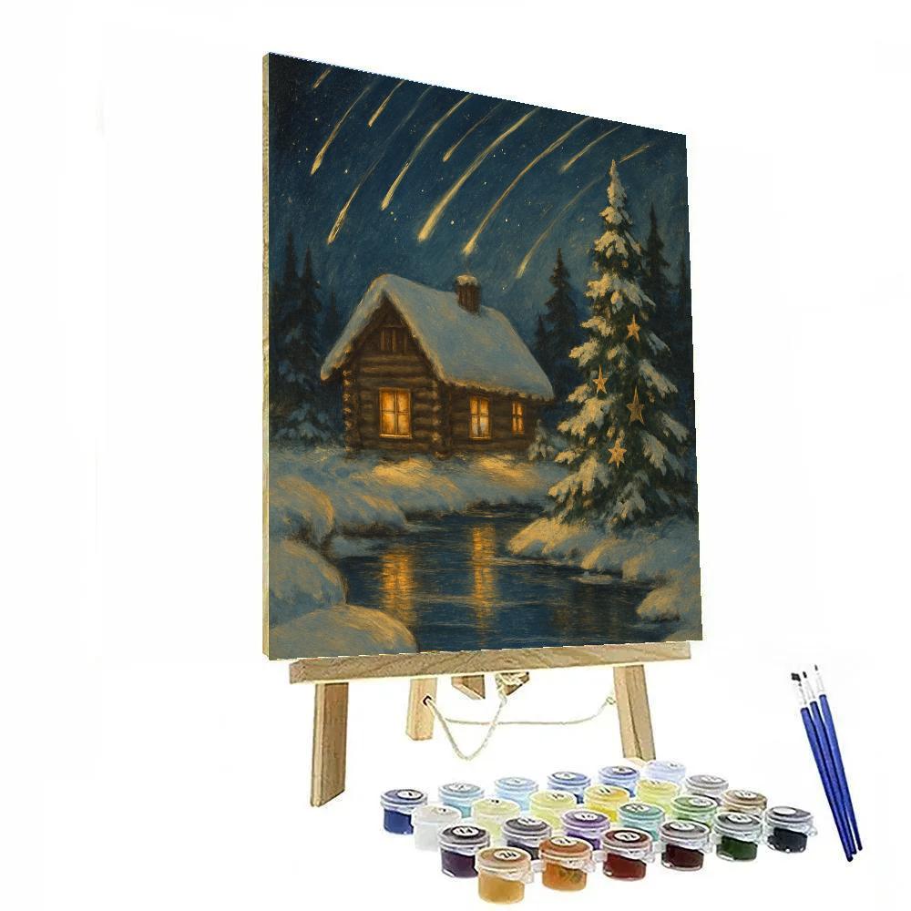Starfall Over The Christmas Cabin Painting by numbers kit