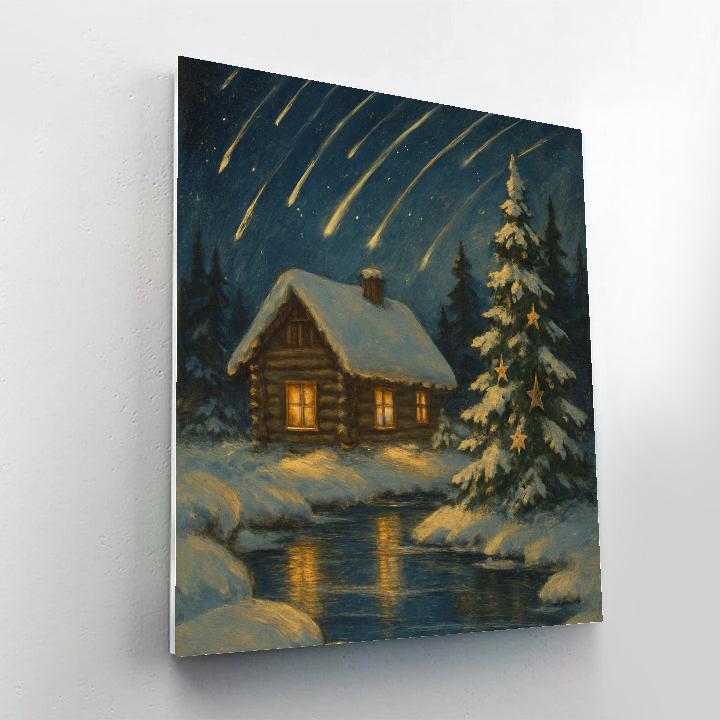 Starfall Over The Christmas Cabin Painting by numbers kit