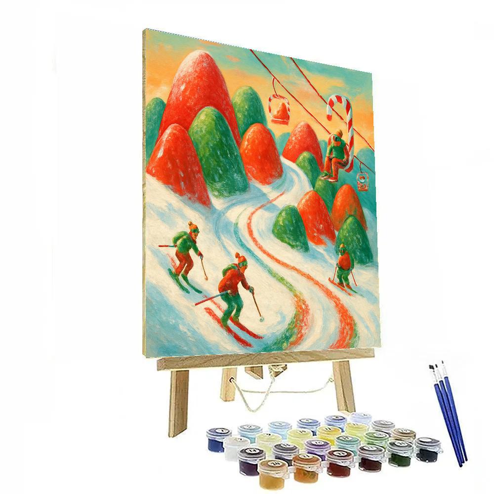 Candy Ski Slope In Gumdrop Mountains Paint by numbers art