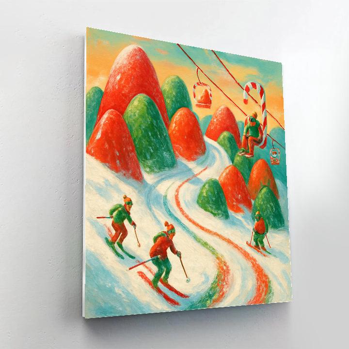Candy Ski Slope In Gumdrop Mountains Paint by numbers art