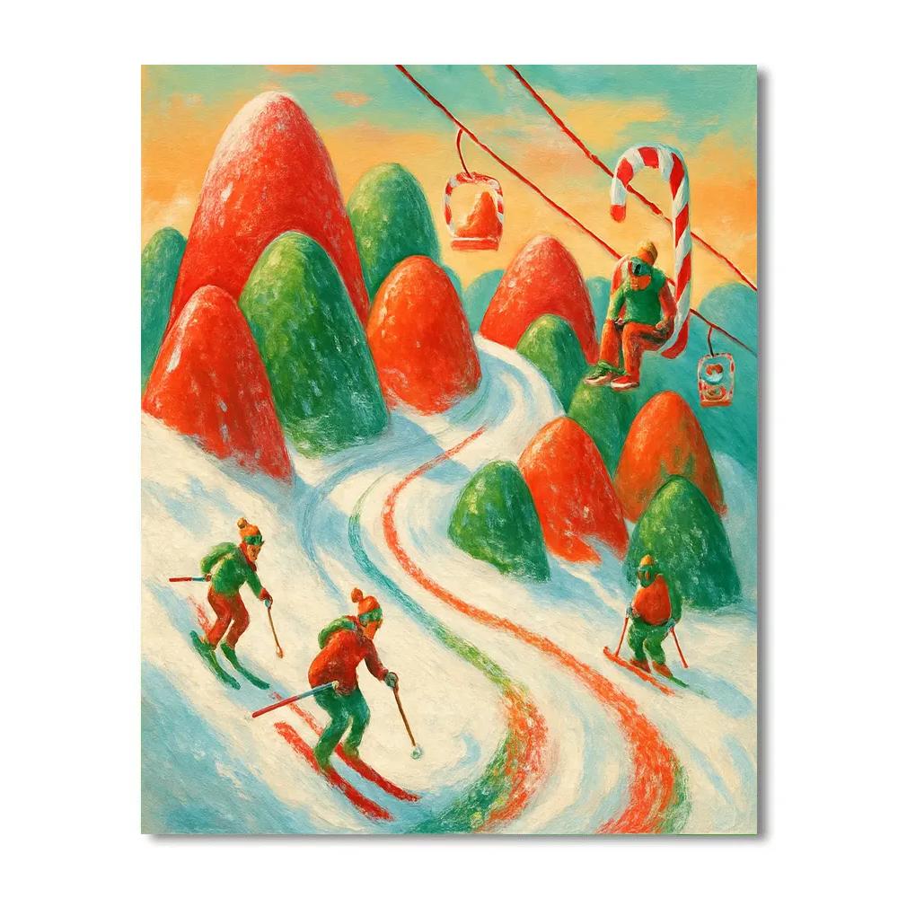 Candy Ski Slope In Gumdrop Mountains Paint by numbers art