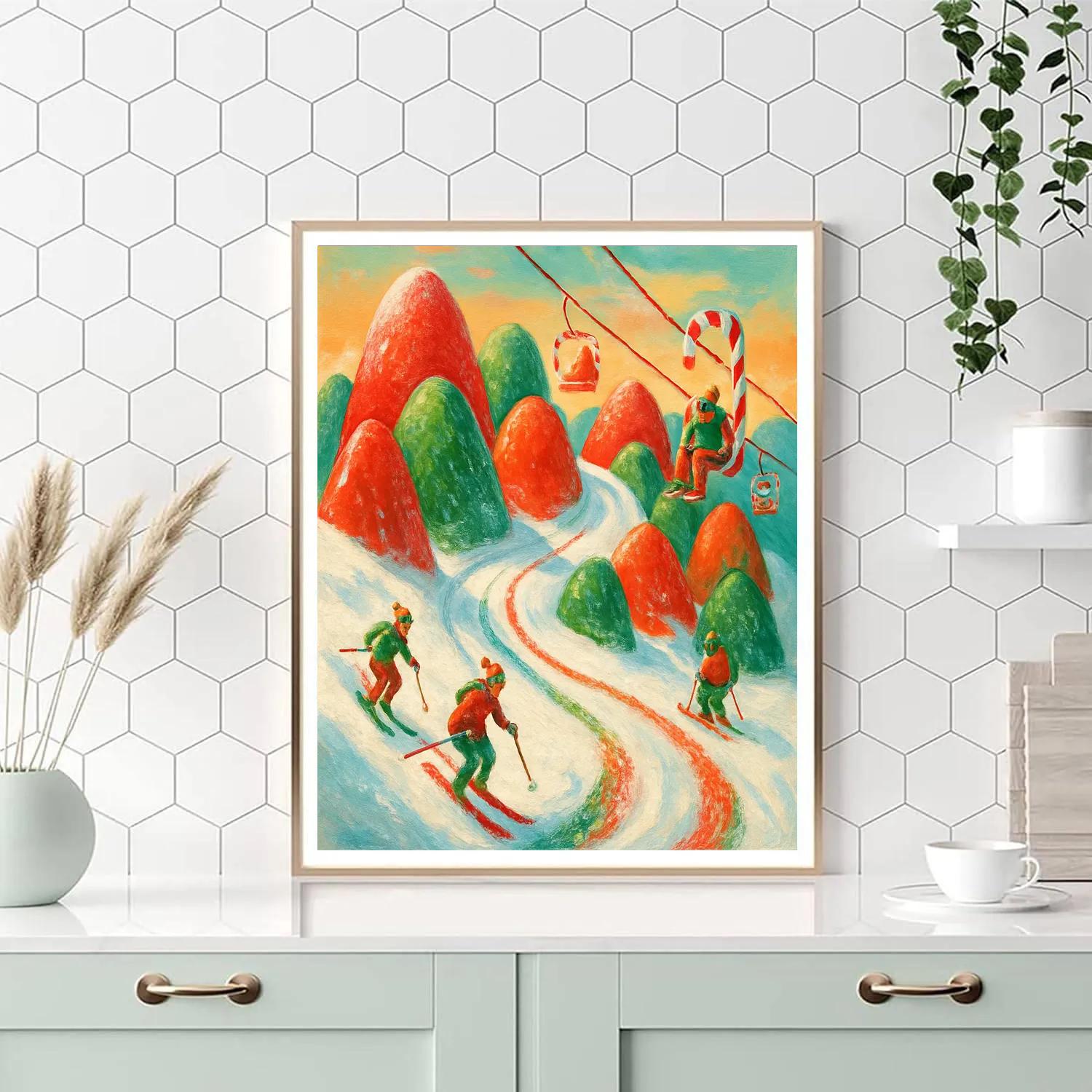 Candy Ski Slope In Gumdrop Mountains Paint by numbers art