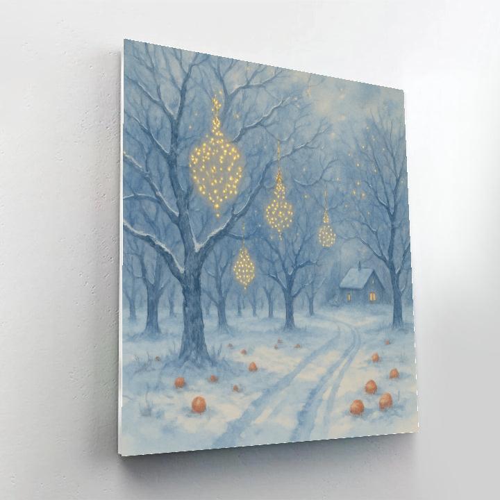 Holiday Fireflies In The Snowy Orchard paint by color