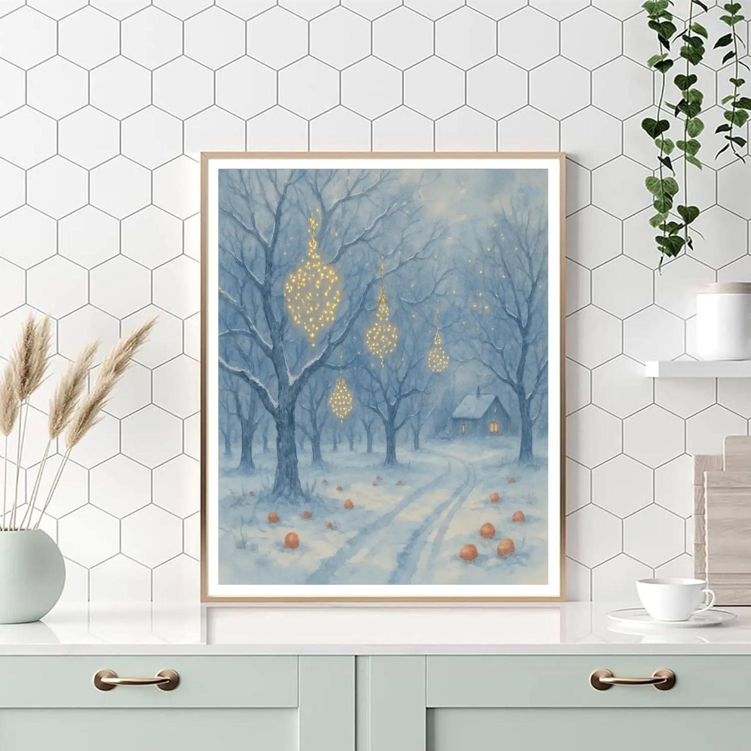 Holiday Fireflies In The Snowy Orchard paint by color