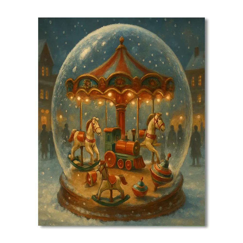 Winter Carousel Of Toys And Dreams Painting by numbers kit