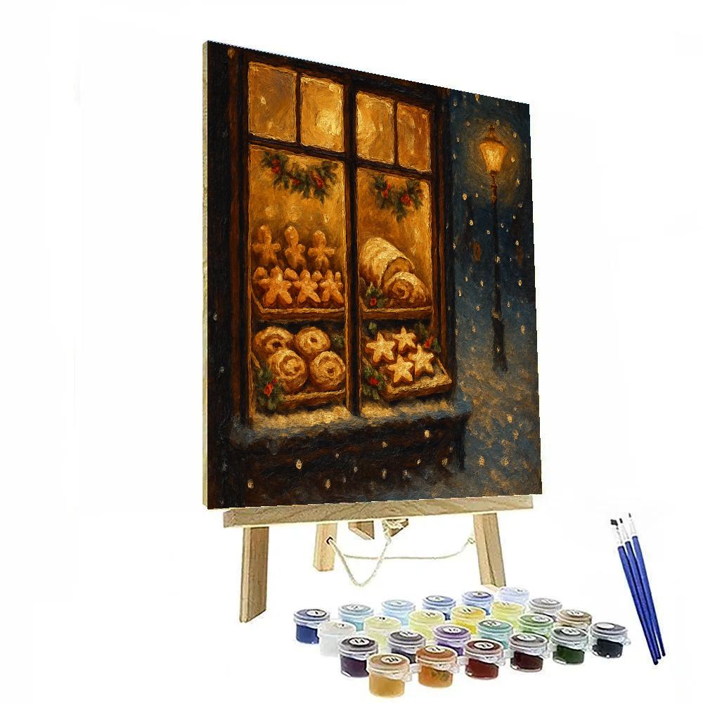 Midnight Christmas Bakery Window paint by number