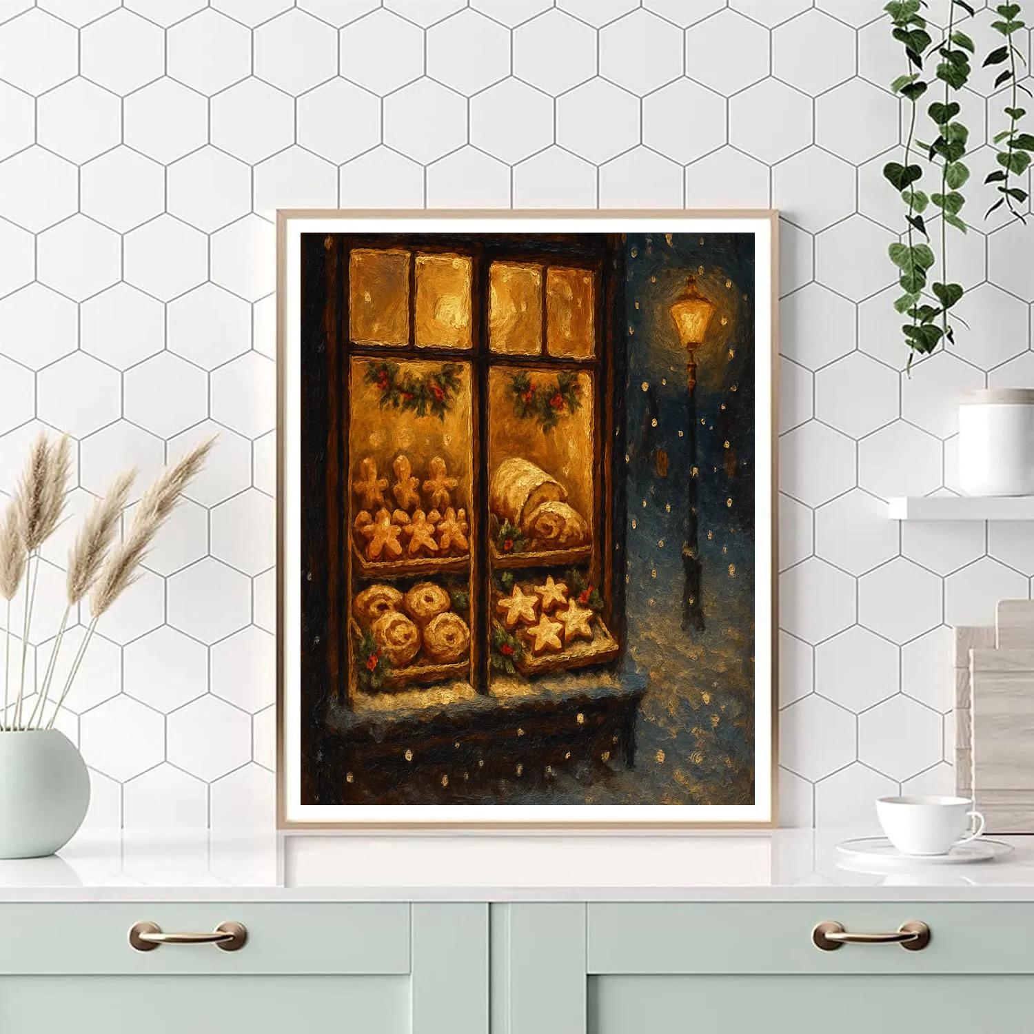 Midnight Christmas Bakery Window paint by number