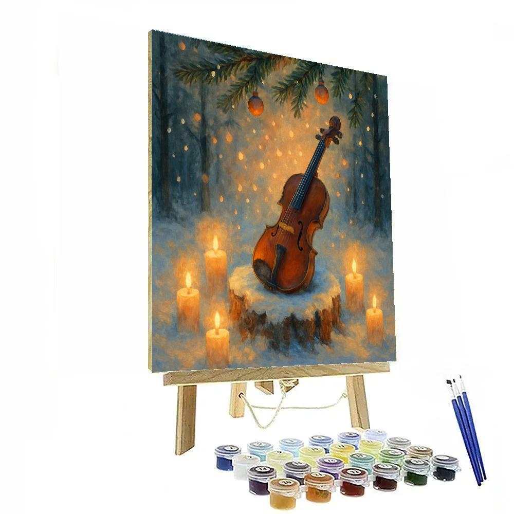 Snow Covered Violin In Forest Clearing Paint by numbers kits