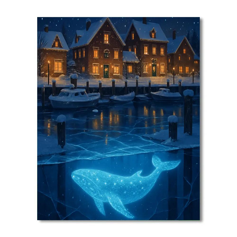 Winter Whale Beneath The Frozen Harbor DIY paint by numbers