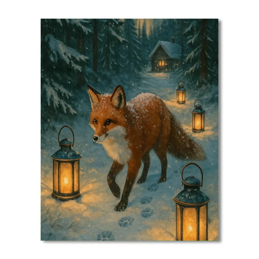 Frosted Lantern Fox Trail Numbered painting kits