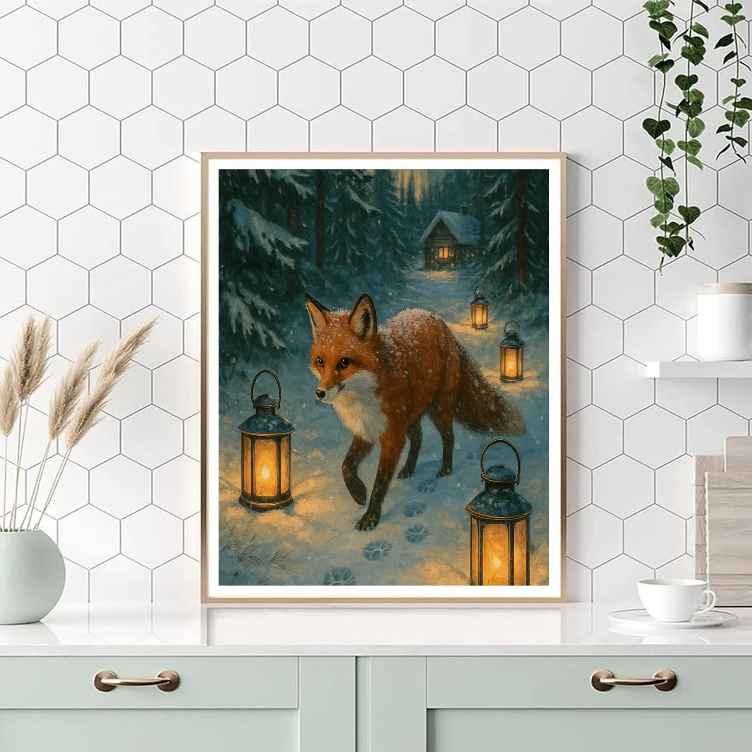Frosted Lantern Fox Trail Numbered painting kits