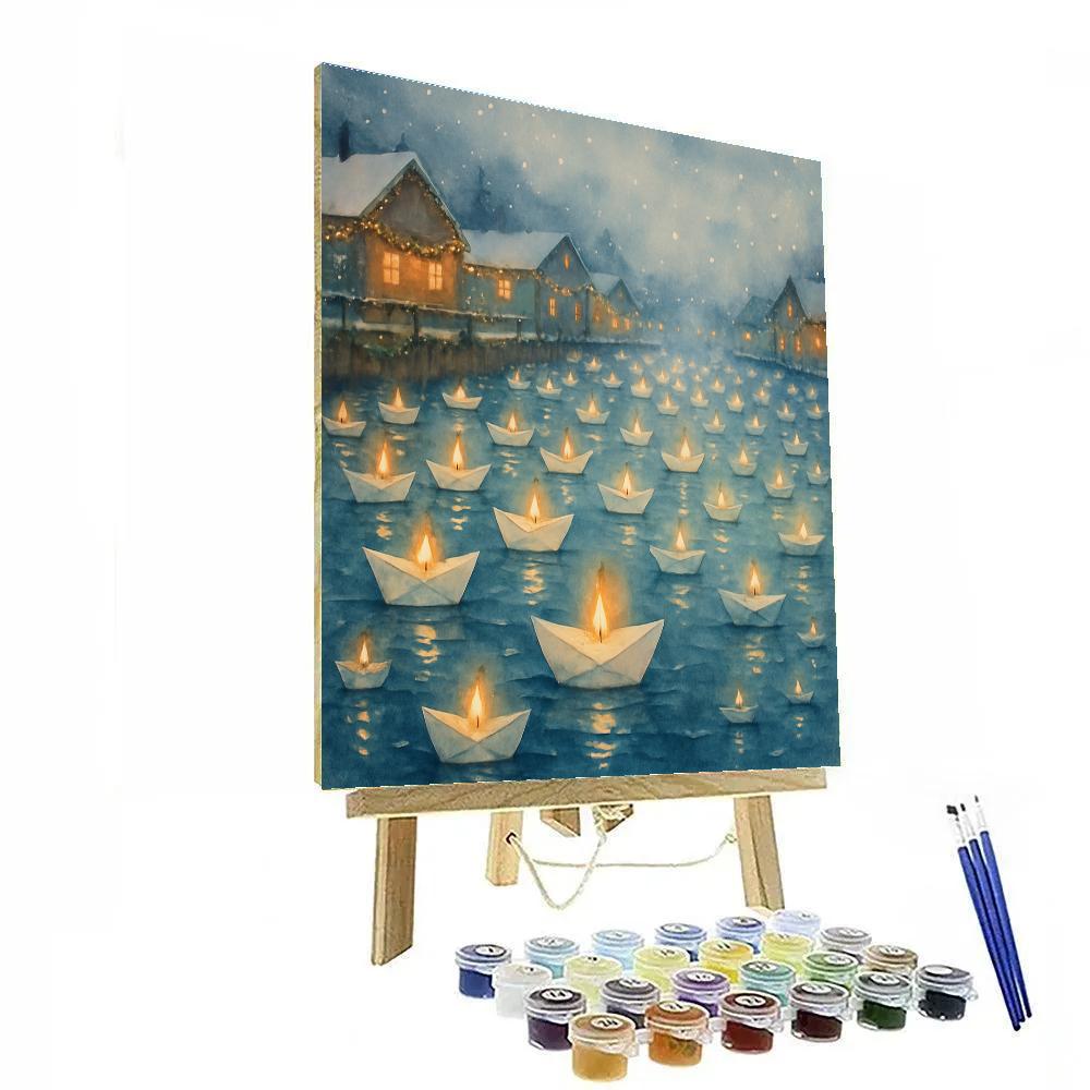 Christmas Harbor Of Paper Boats DIY paint by numbers