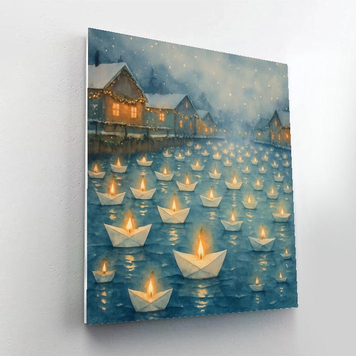 Christmas Harbor Of Paper Boats DIY paint by numbers