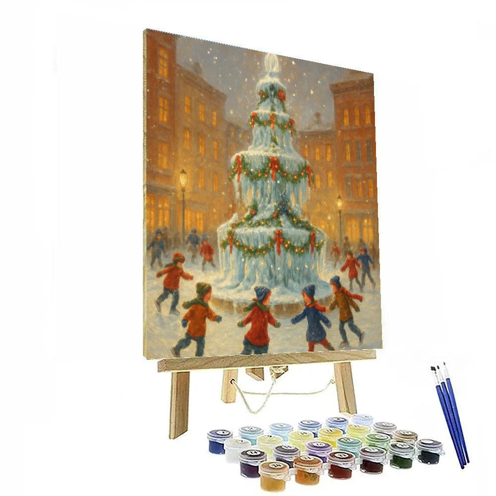 Holiday Night At The Frozen Fountain paint by numbers
