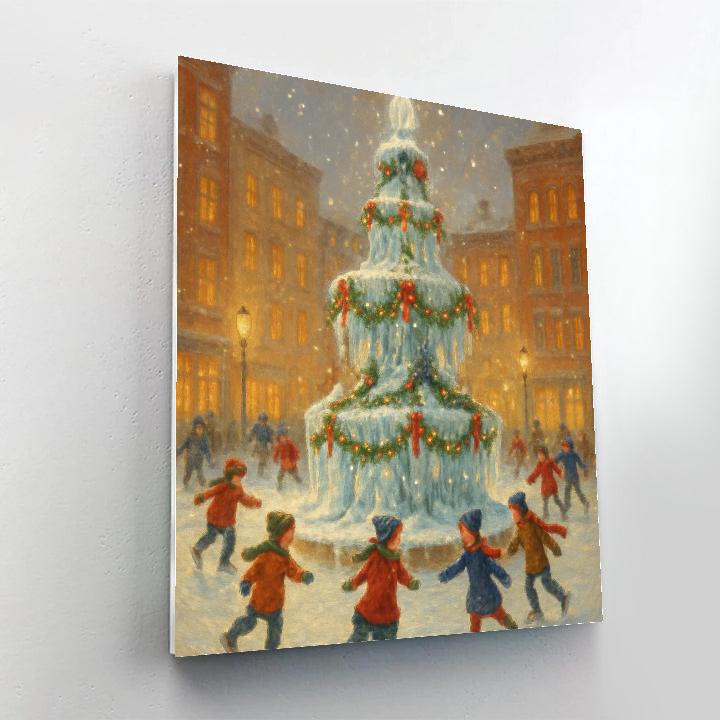 Holiday Night At The Frozen Fountain paint by numbers