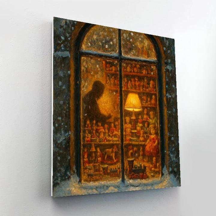 Snowy Window Of The Toy Makers Loft paint by number
