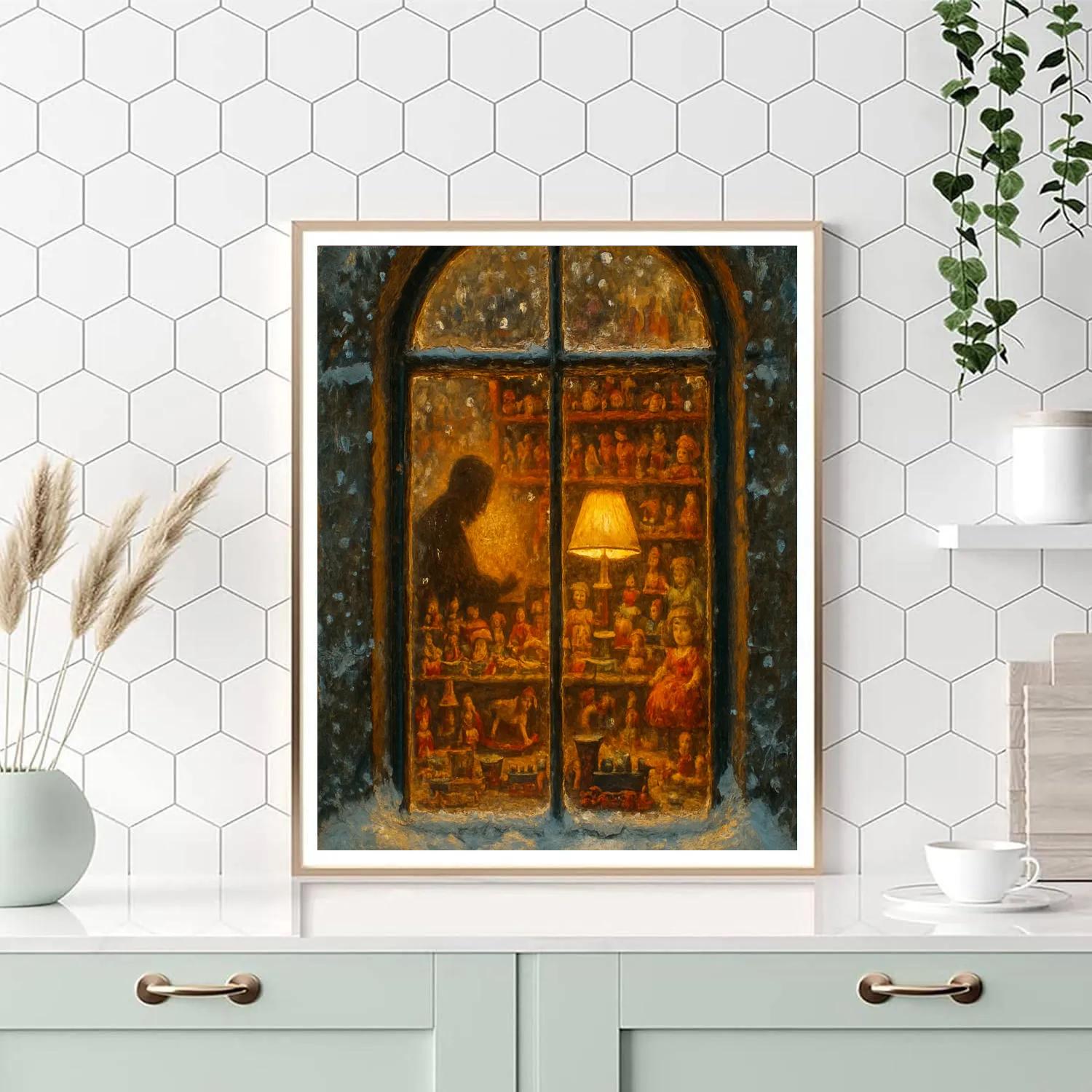 Snowy Window Of The Toy Makers Loft paint by number
