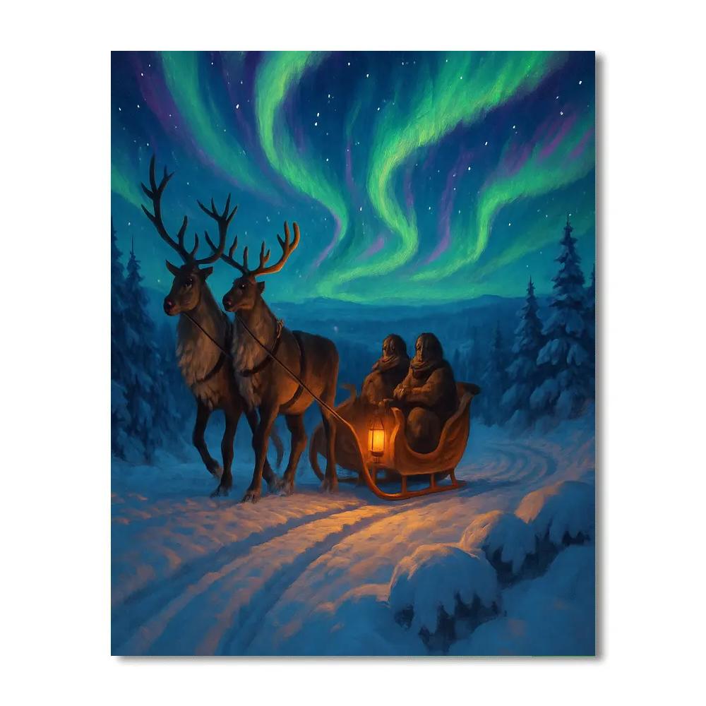 Aurora Sleigh Ride Over Pine Valley Number painting