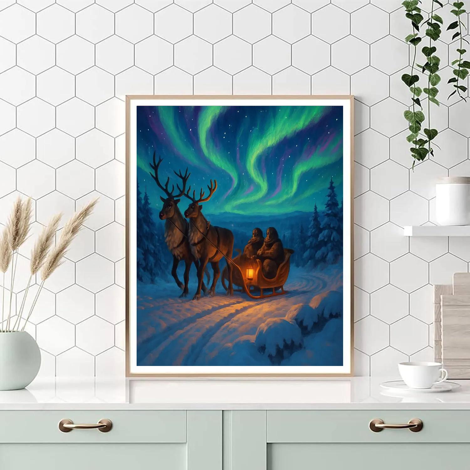 Aurora Sleigh Ride Over Pine Valley Number painting
