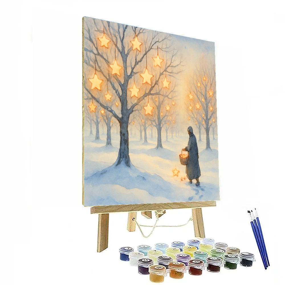 Winter Star Orchard With Glowing Fruit paint by numbers