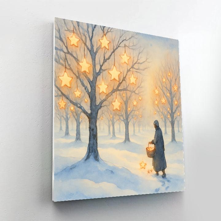 Winter Star Orchard With Glowing Fruit paint by numbers
