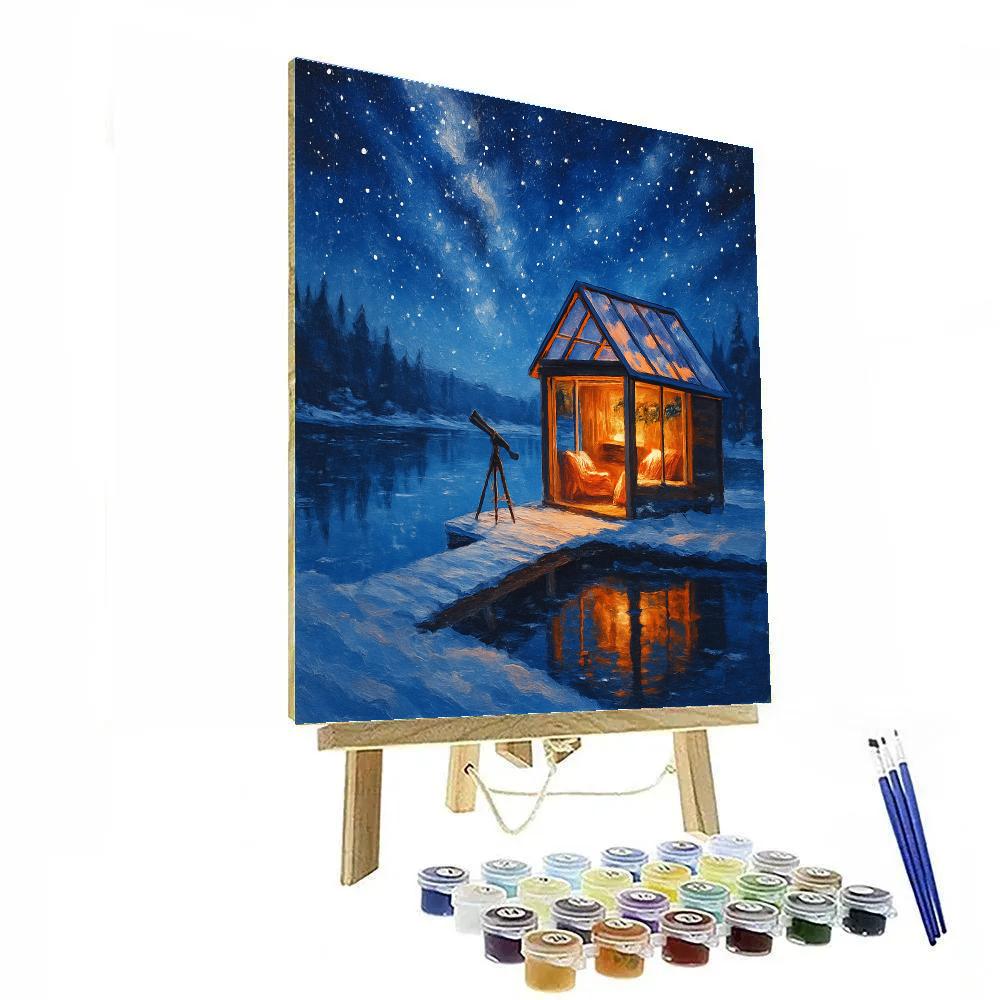 Holiday Stargazer Cabin On The Lake Paint by numbers art