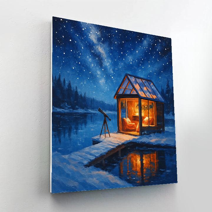 Holiday Stargazer Cabin On The Lake Paint by numbers art