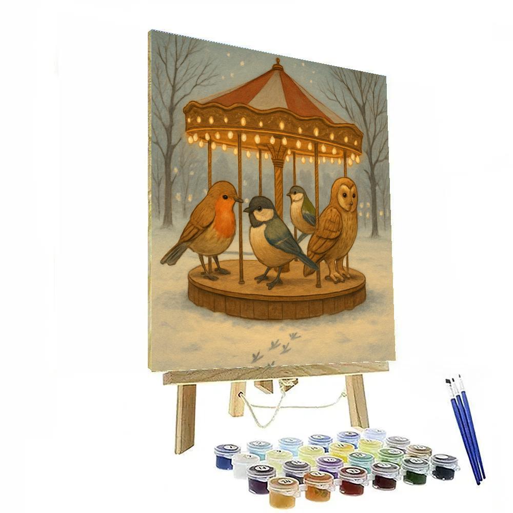 Christmas Carousel Of Winter Birds Paint by numbers kits