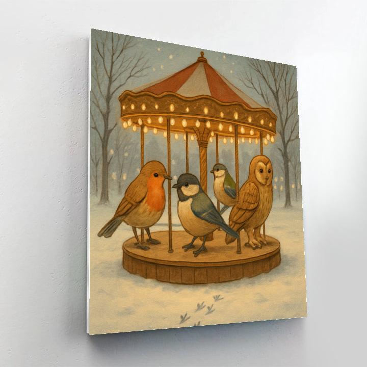 Christmas Carousel Of Winter Birds Paint by numbers kits