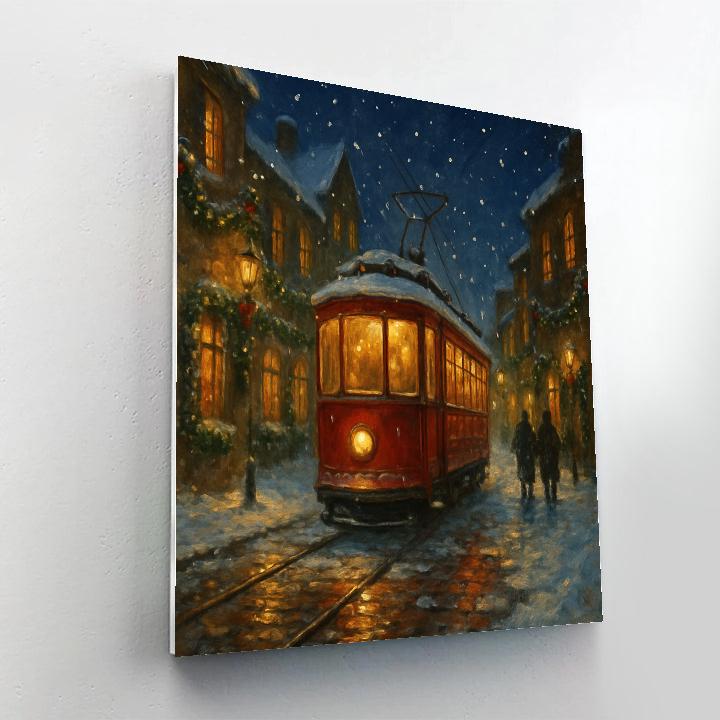 Midnight Christmas Tram Through Old Town paint by number