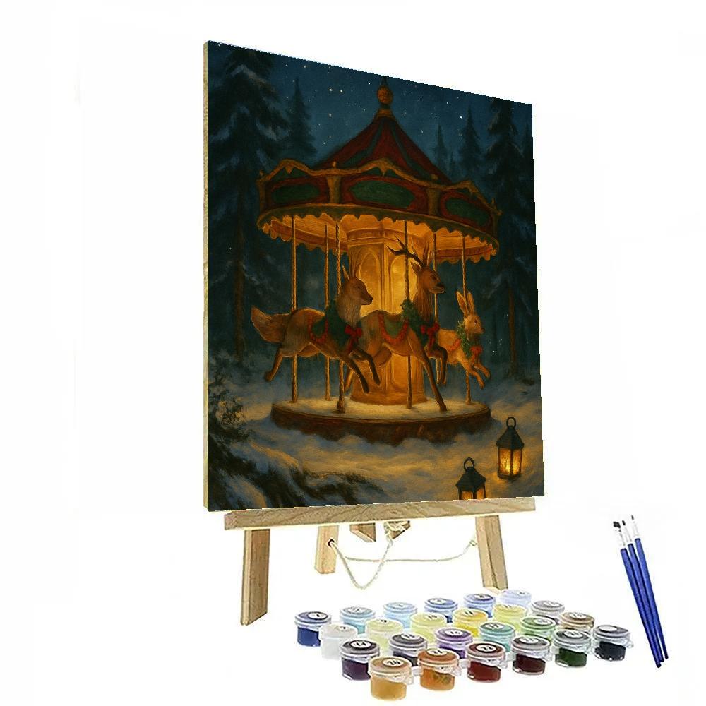 Christmas Carousel In The Forest Clearing paint by number