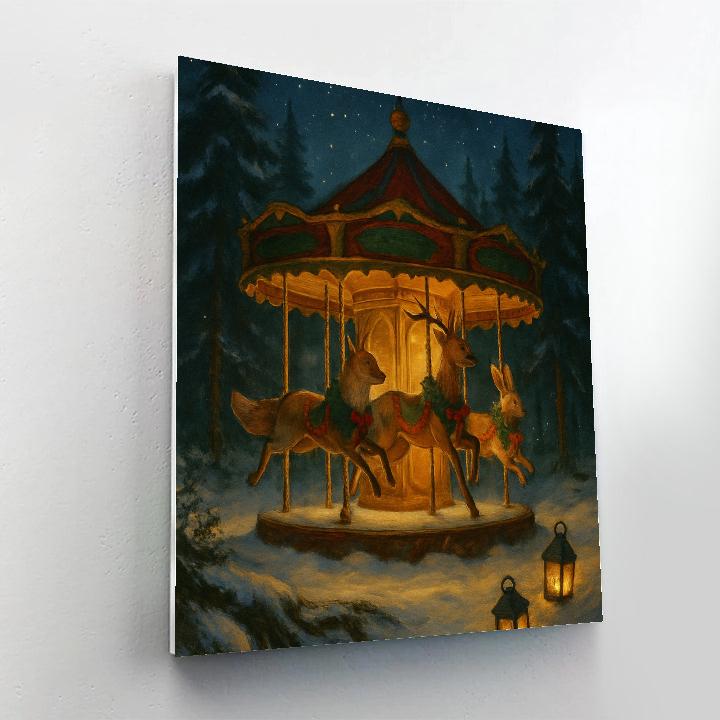 Christmas Carousel In The Forest Clearing paint by number