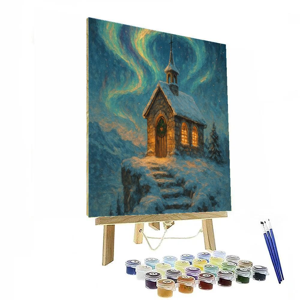 Aurora Choir Over Mountain Chapel DIY paint by numbers