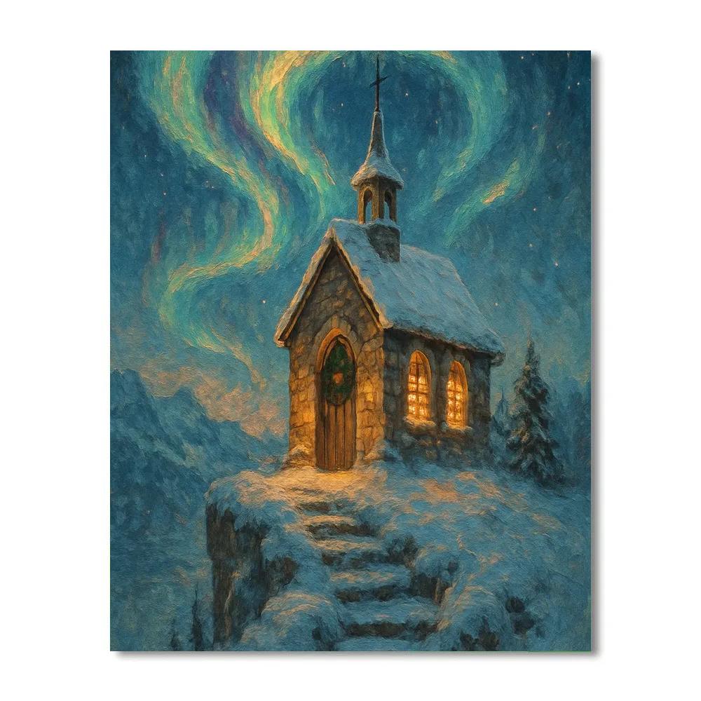 Aurora Choir Over Mountain Chapel DIY paint by numbers