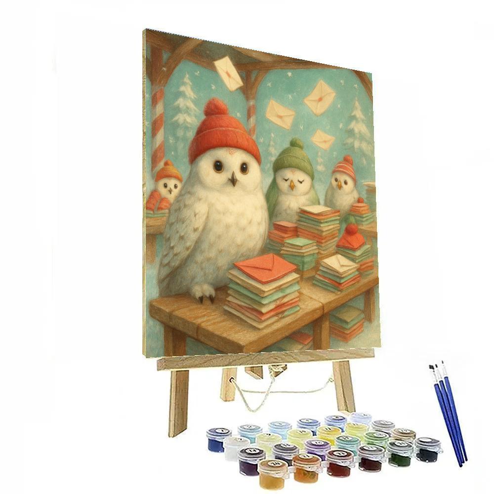 North Pole Post Owls Sorting Letters Paint by numbers kits