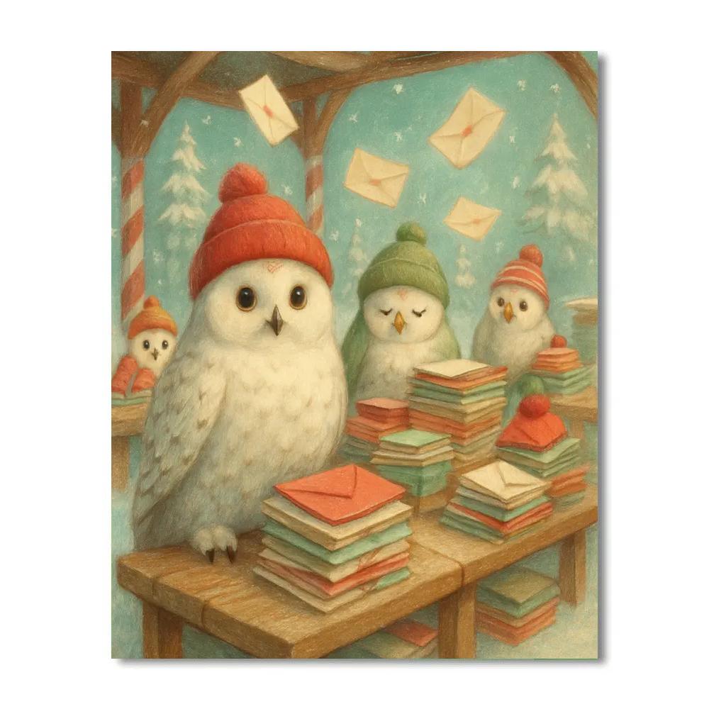 North Pole Post Owls Sorting Letters Paint by numbers kits