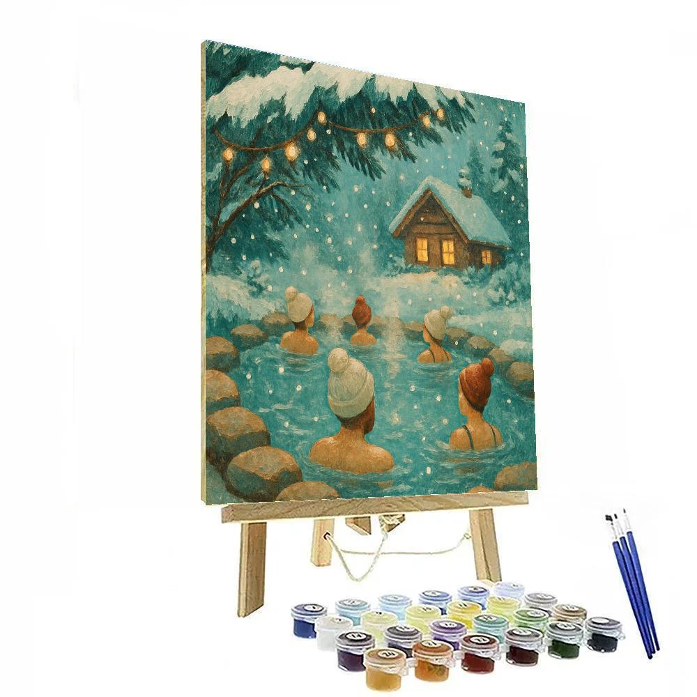Christmas Hot Springs Under Snowfall Numbered painting kits