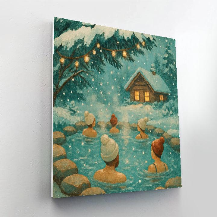 Christmas Hot Springs Under Snowfall Numbered painting kits