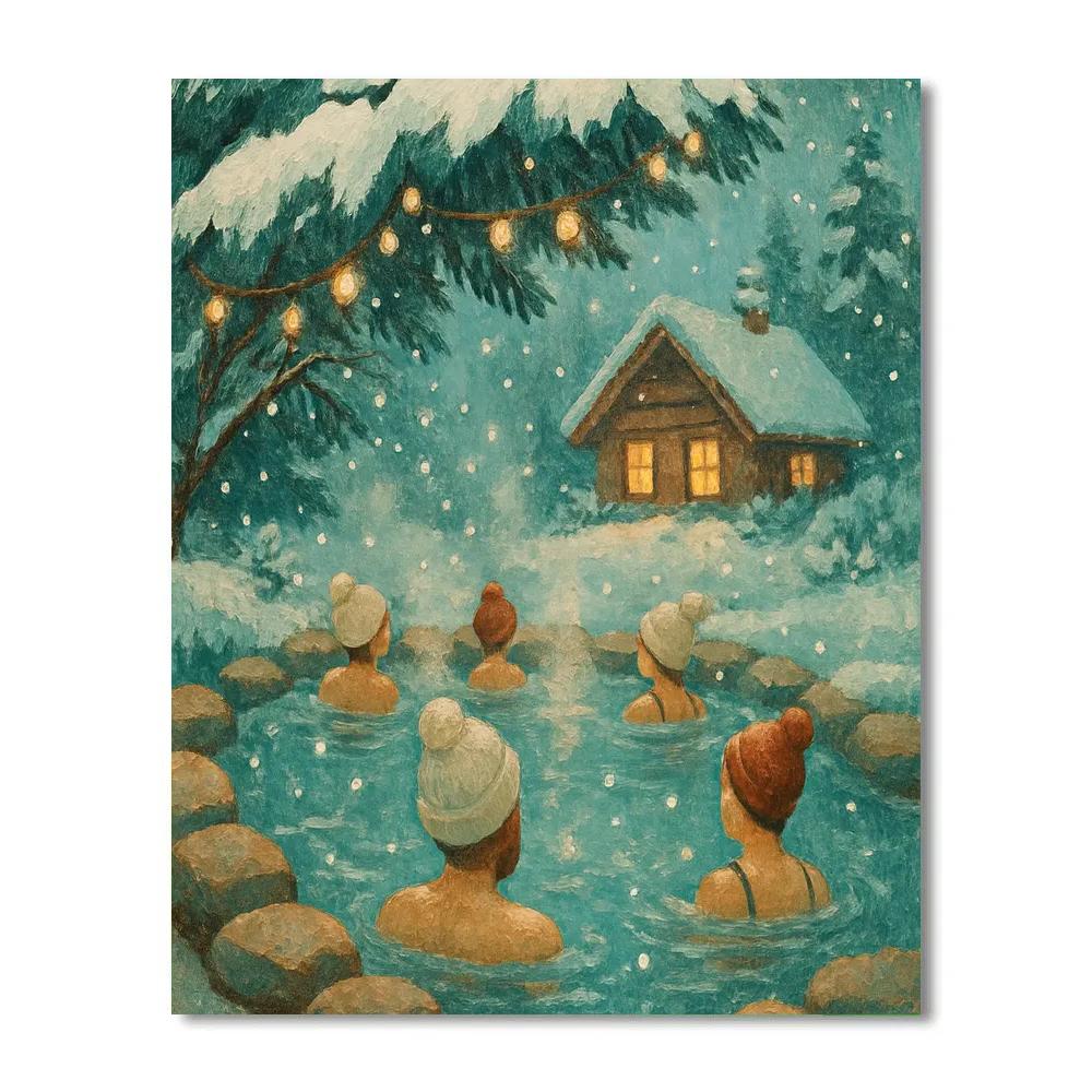 Christmas Hot Springs Under Snowfall Numbered painting kits