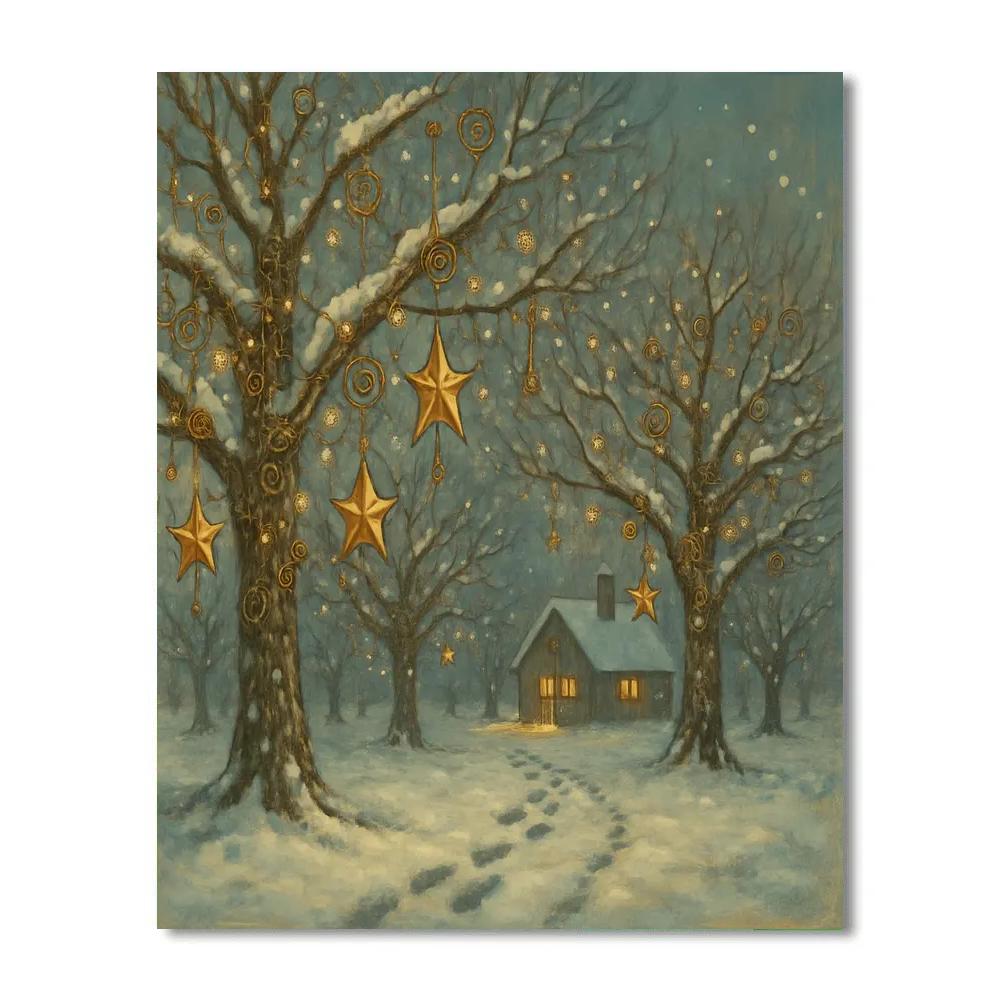Clockwork Christmas Snow Orchard Paint by numbers kits