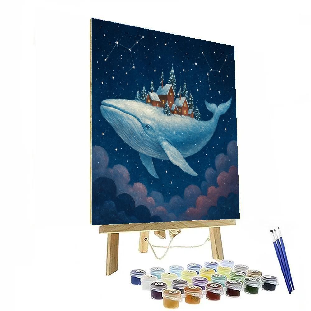Winter Whale Carrying Christmas Village DIY paint by numbers