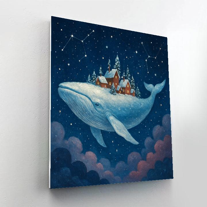 Winter Whale Carrying Christmas Village DIY paint by numbers