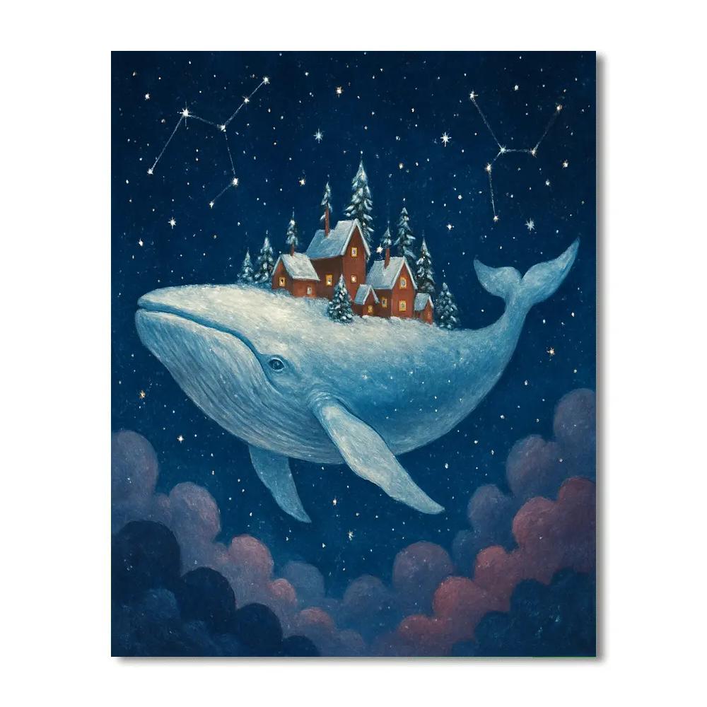 Winter Whale Carrying Christmas Village DIY paint by numbers