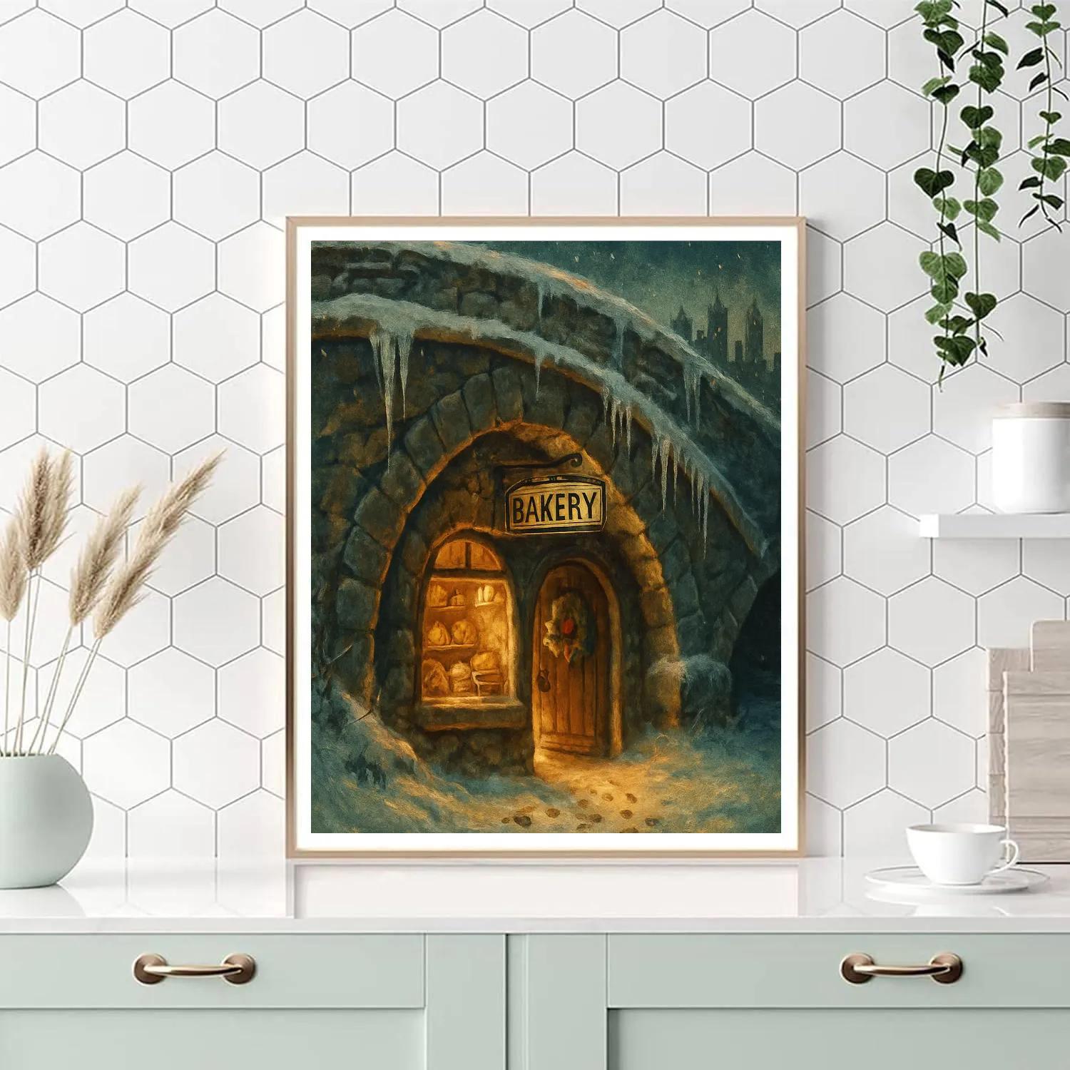 Christmas Bakery Beneath The Frozen Bridge Painting by numbers kit