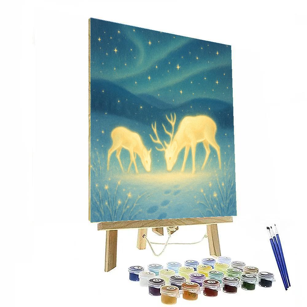 Snowy Reindeer Starfield Meadow Painting by numbers kit