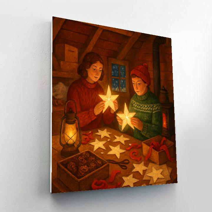 Christmas Star Makers In Attic Workshop painting number kit