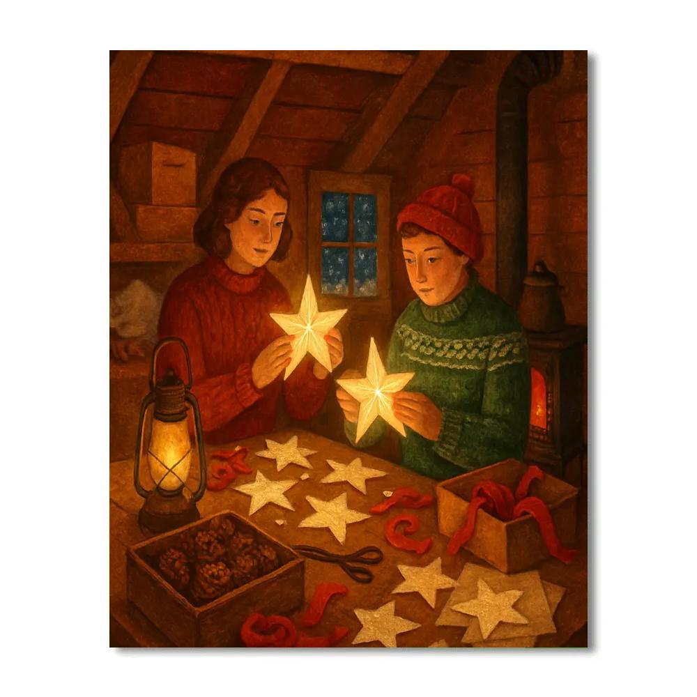 Christmas Star Makers In Attic Workshop painting number kit